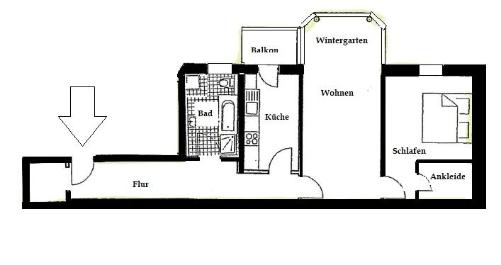 Erdgeschoßwohnung Zwickau - 2 Zimmer, 73 m&sup2;, 340&euro; | Angebot:25232387