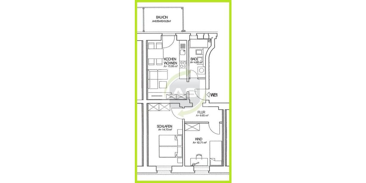 Erdgeschoßwohnung Zwickau - 3 Zimmer, 55 m&sup2;, 345&euro; | Angebot:24691491