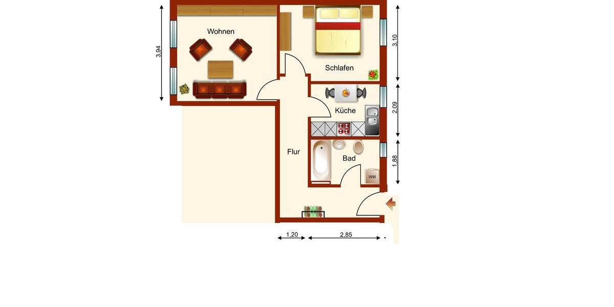 Etagenwohnung Werdau - 2 Zimmer, 55 m&sup2;, 410&euro; | Angebot:25419556