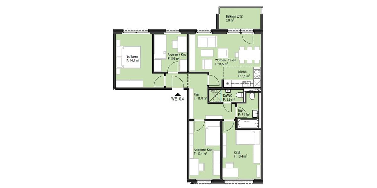 Etagenwohnung Lugau/Erzgebirge Erzgebirge - 5 Zimmer, 94 m&sup2;, 706&euro; | Angebot:20624883