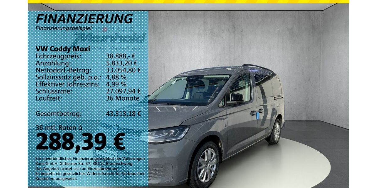 VW Caddy Maxi 1.010 km 38.888 &euro; Auerbach/Rebesgrün 08209