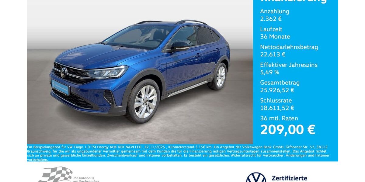 VW Taigo 3.156 km 24.975 &euro; Bernsdorf 09337
