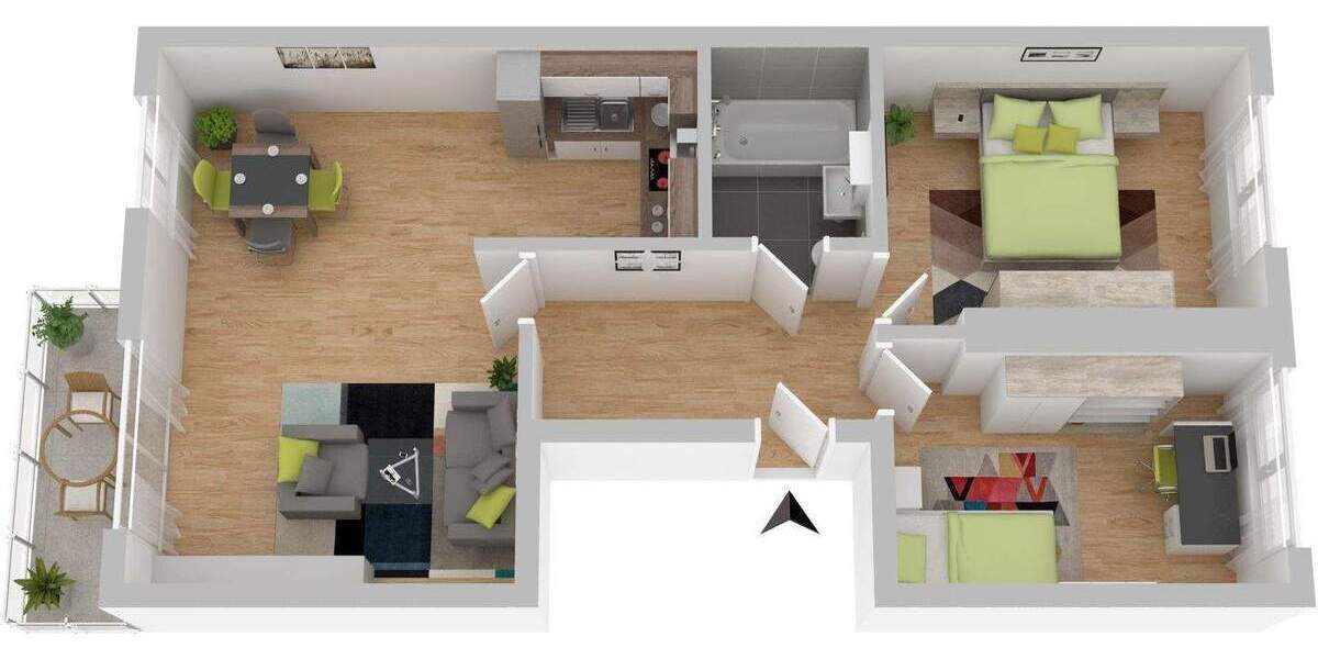 Etagenwohnung Aue Neudörfel - 3 Zimmer, 57 m&sup2;, 317&euro; | Angebot:25728461