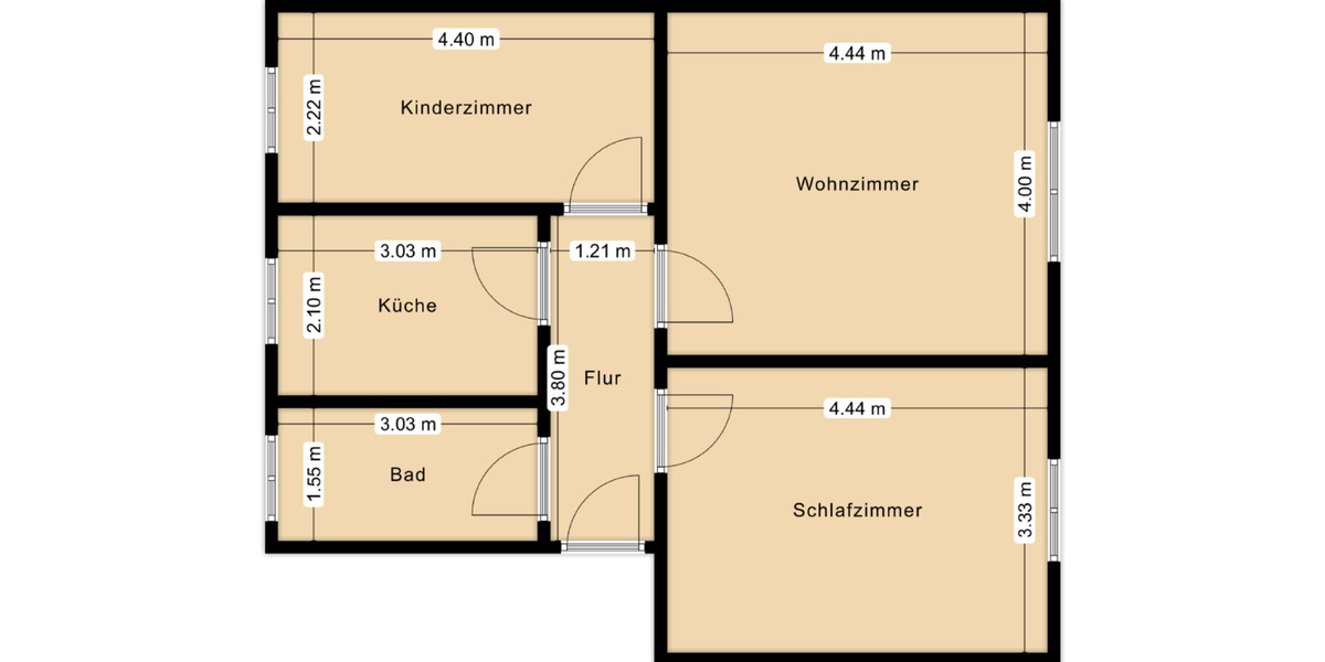 Etagenwohnung Gößnitz - 3 Zimmer, 58 m&sup2;, 321&euro; | Angebot:22594119