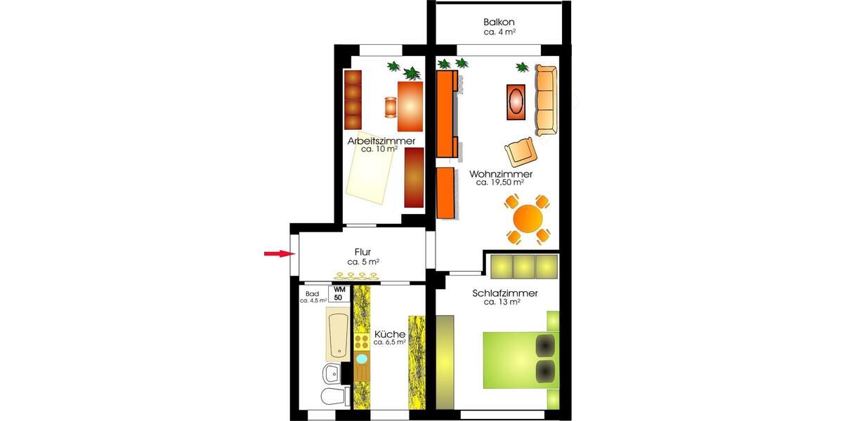 Etagenwohnung Hohenstein-Ernstthal Ernstthal - 3 Zimmer, 60 m&sup2;, 325&euro; | Angebot:14780637