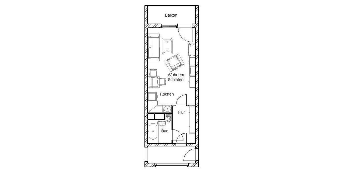 Etagenwohnung Crimmitschau - 1 Zimmer, 30 m&sup2;, 178&euro; | Angebot:25919819