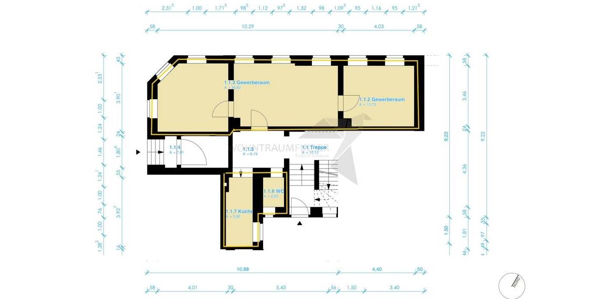 Gewerbeobjekt Zwickau Innenstadt - 3 Zimmer, 50 m&sup2;, 351&euro; | Angebot:25734208