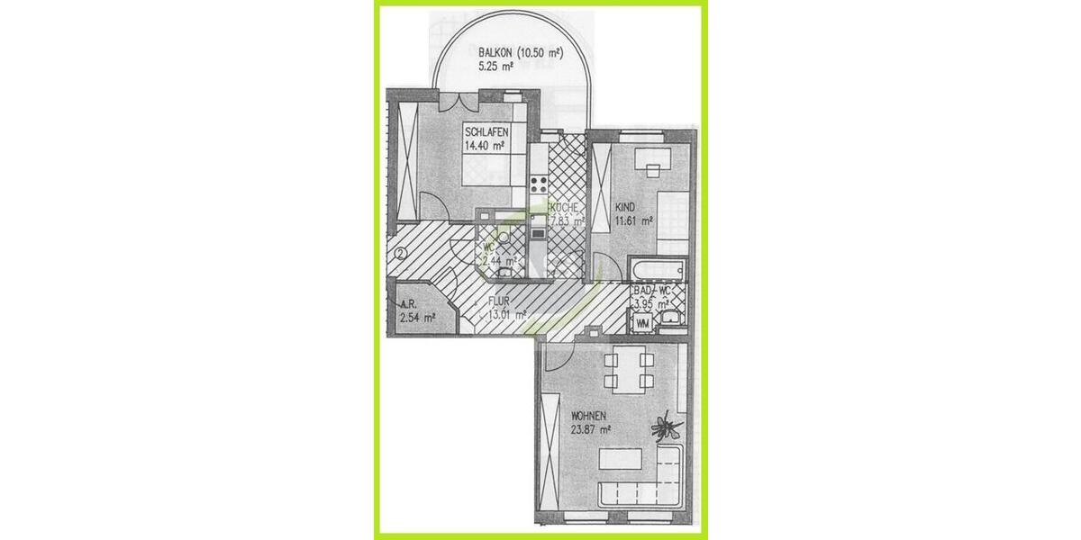 Etagenwohnung Zwickau Zwickau-Nord - 3 Zimmer, 85 m&sup2;, 550&euro; | Angebot:25366567