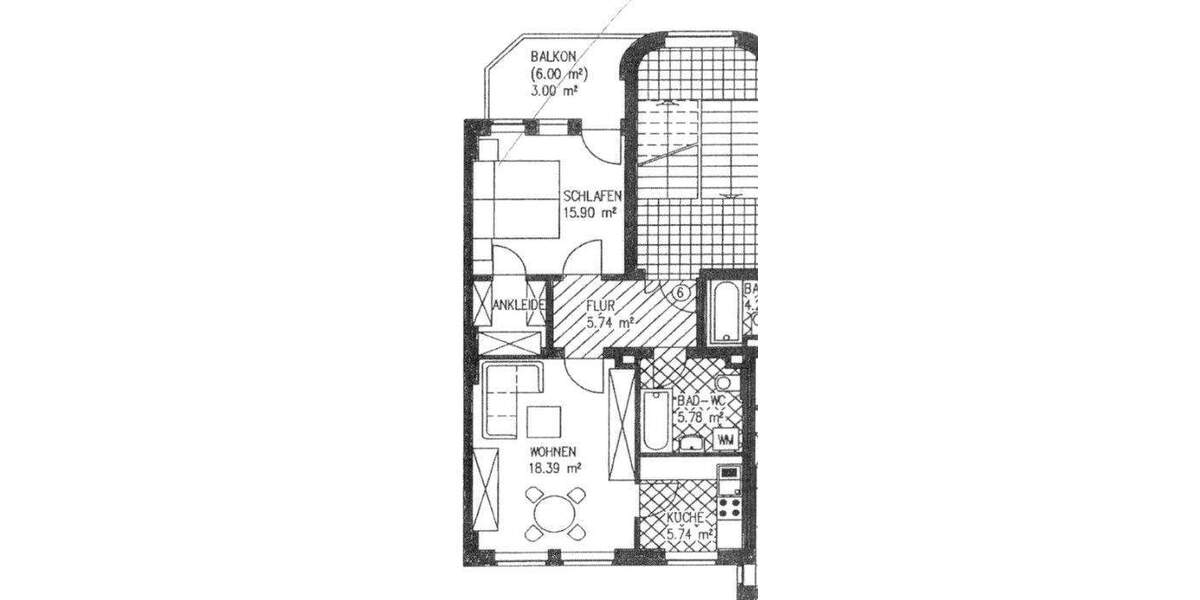 Etagenwohnung Zwickau / Pölbitz Pölbitz - 2 Zimmer, 54 m&sup2;, 350&euro; | Angebot:25771744