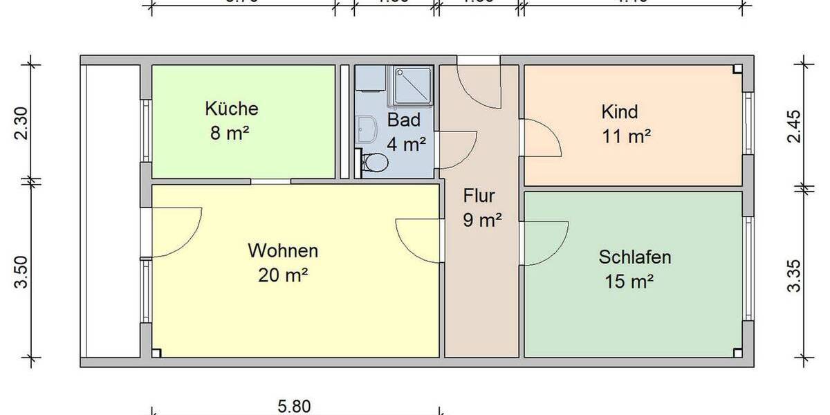Etagenwohnung Zwickau Eckersbach - 3 Zimmer, 71 m&sup2;, 441&euro; | Angebot:25680128