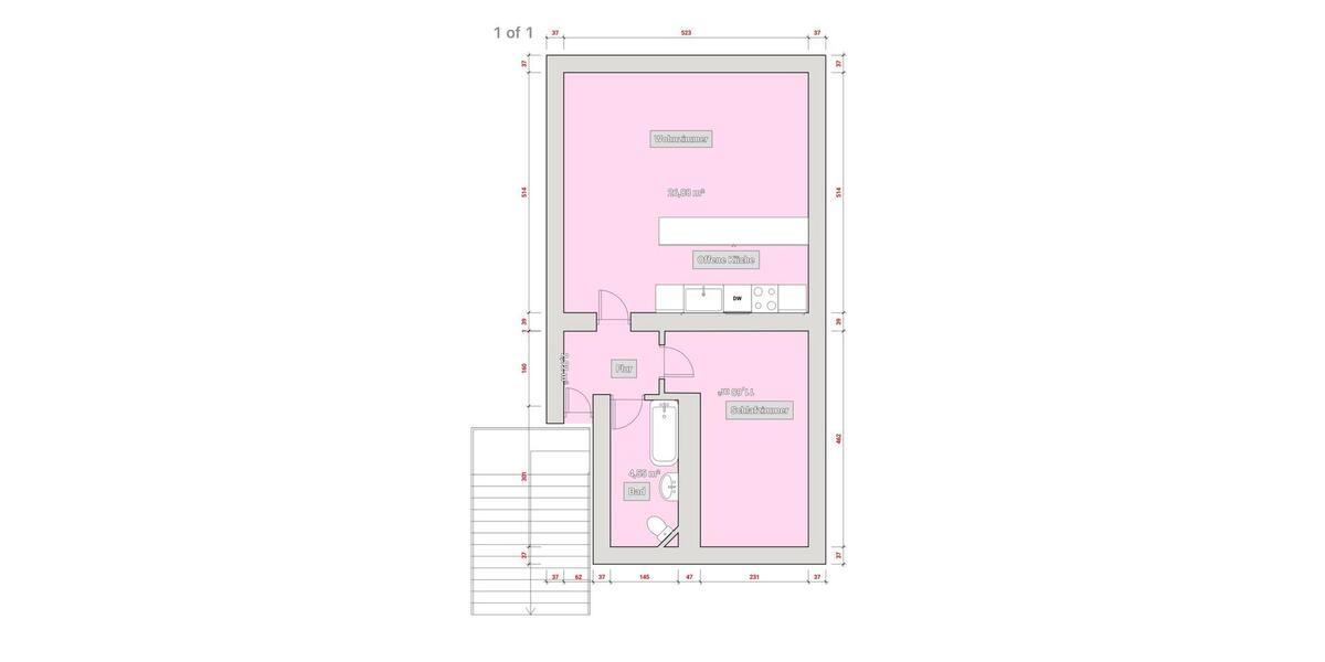 Dachgeschoßwohnung Zwickau Zwickau-Nord - 2 Zimmer, 54 m&sup2;, 460&euro; | Angebot:25384394