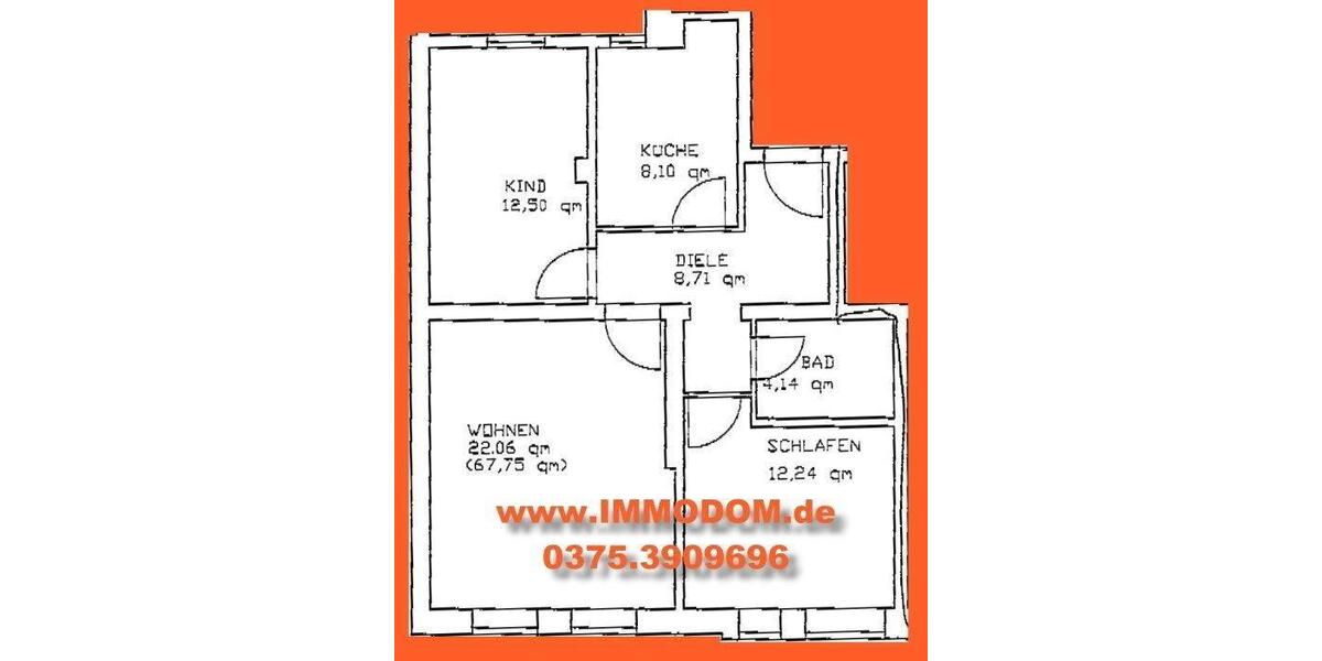 Etagenwohnung Zwickau - 3 Zimmer, 68 m&sup2;, 410&euro; | Angebot:21977948