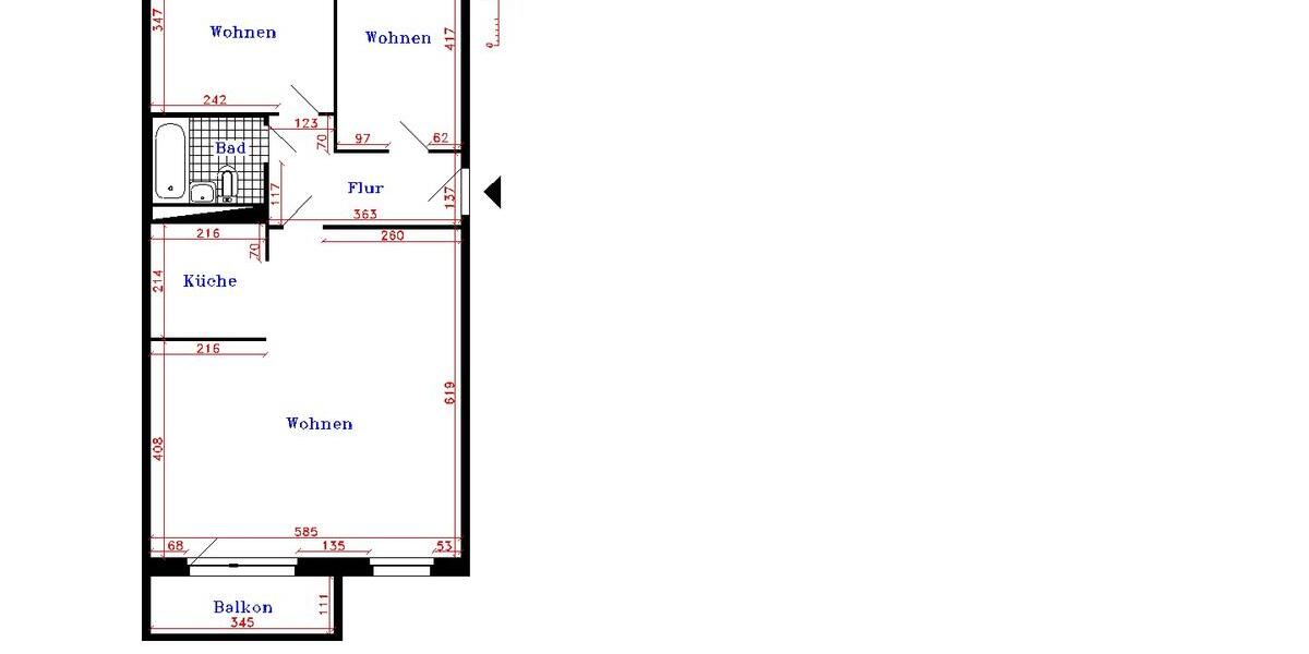 Etagenwohnung Crimmitschau - 3 Zimmer, 69 m&sup2;, 451&euro; | Angebot:22130131
