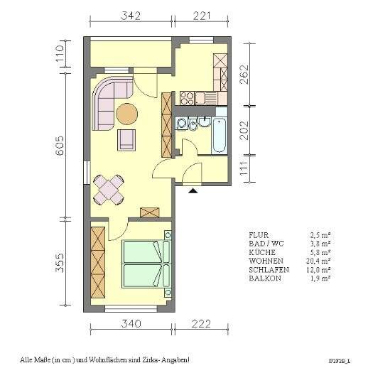 Etagenwohnung Reinsdorf - 2 Zimmer, 47 m&sup2;, 280&euro; | Angebot:25822456