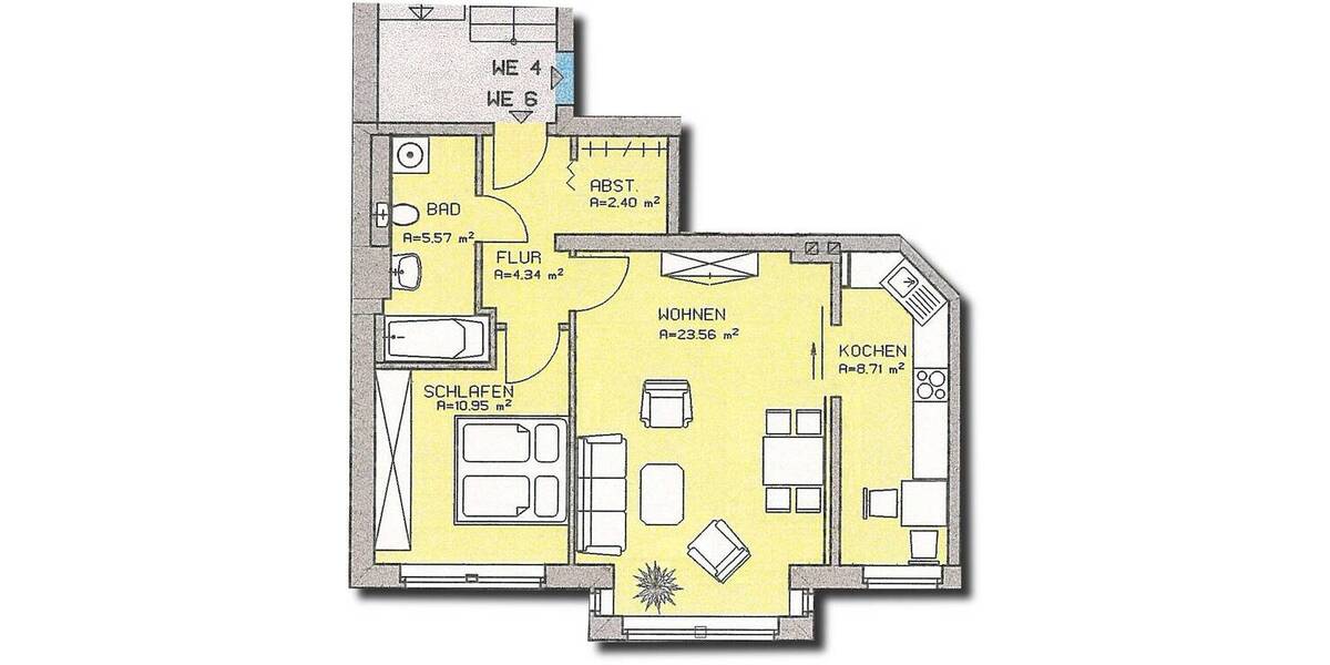 Etagenwohnung Zwickau Innenstadt - 2 Zimmer, 55 m&sup2;, 400&euro; | Angebot:25802829