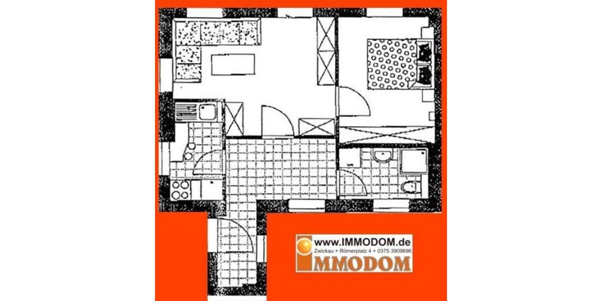 Erdgeschoßwohnung Zwickau - 2 Zimmer, 42 m&sup2;, 280&euro; | Angebot:25779455