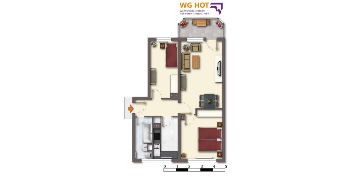 Etagenwohnung Hohenstein-Ernstthal Ernstthal - 3 Zimmer, 60 m&sup2;, 340&euro; | Angebot:24193416