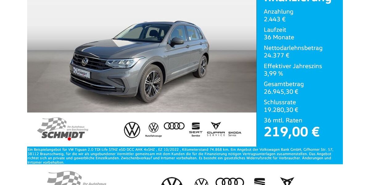 VW Tiguan 74.868 km 26.820 &euro; Bernsdorf 09337