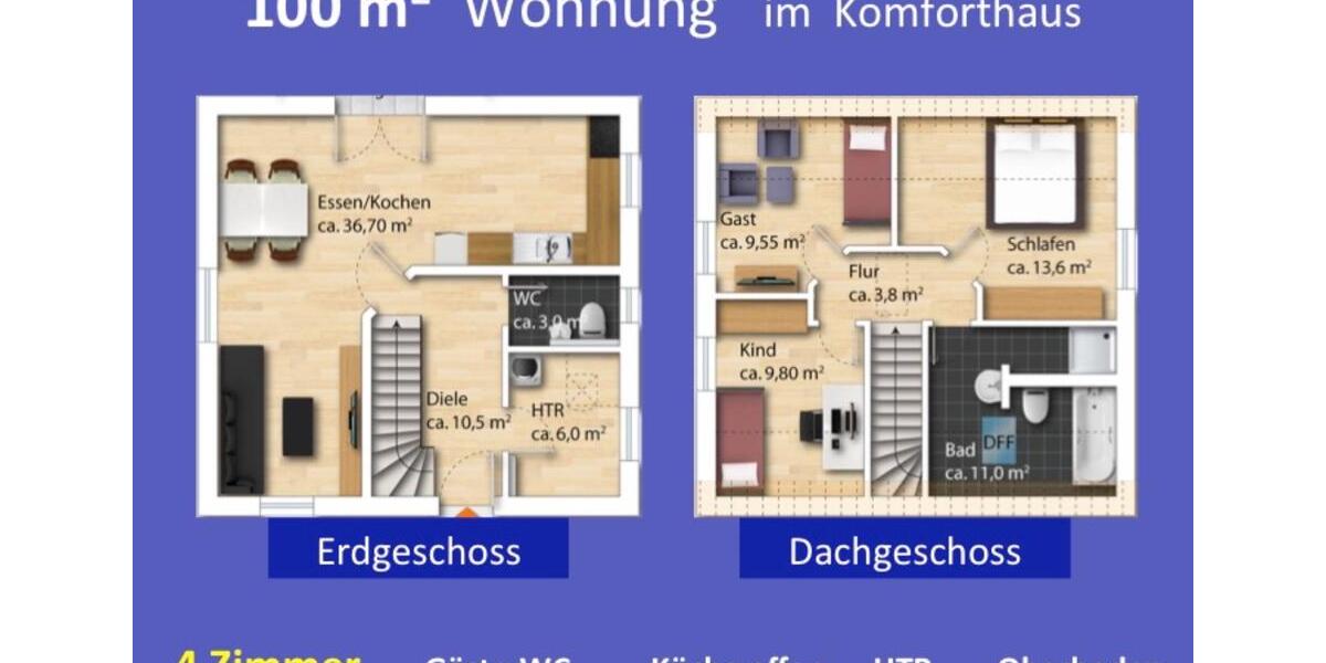Etagenwohnung Zwickau Auerbach - 4 Zimmer, 100 m&sup2;, 1.230&euro; | Angebot:24552922