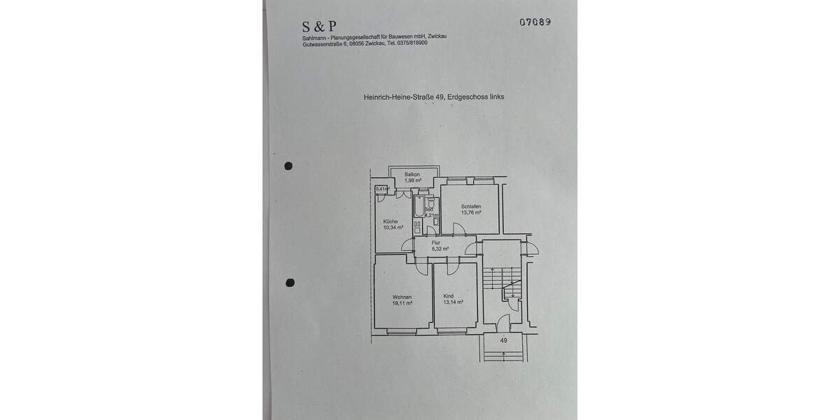 Etagenwohnung Zwickau Pölbitz - 3 Zimmer, 70 m&sup2;, 457&euro; | Angebot:25740072