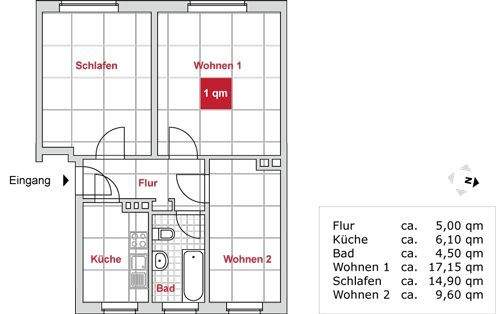 Etagenwohnung Zwickau Pölbitz - 3 Zimmer, 55 m&sup2;, 325&euro; | Angebot:25700027