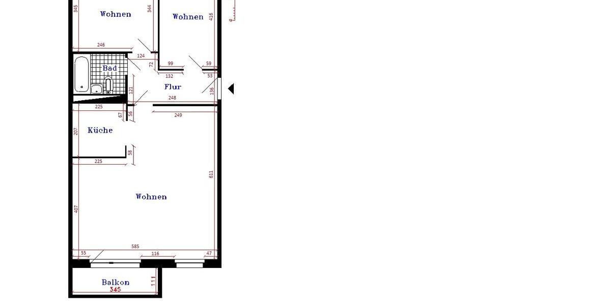 Etagenwohnung Crimmitschau - 3 Zimmer, 69 m&sup2;, 451&euro; | Angebot:23062750