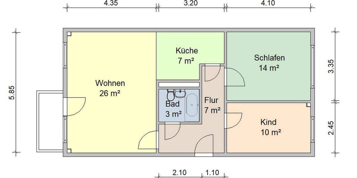 Etagenwohnung Zwickau Eckersbach - 3 Zimmer, 69 m&sup2;, 414&euro; | Angebot:25676702