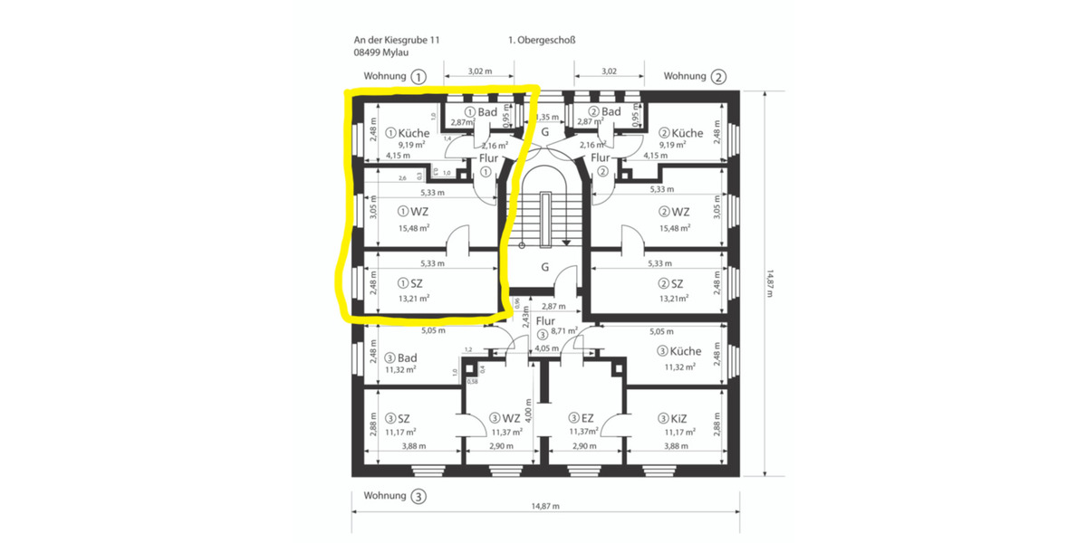 Etagenwohnung Reichenbach im Vogtland Obermylau - 2 Zimmer, 43 m&sup2;, 230&euro; | Angebot:25571041