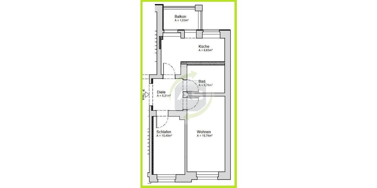 Erdgeschoßwohnung Zwickau Zwickau-Nord - 2 Zimmer, 44 m&sup2;, 280&euro; | Angebot:25582016