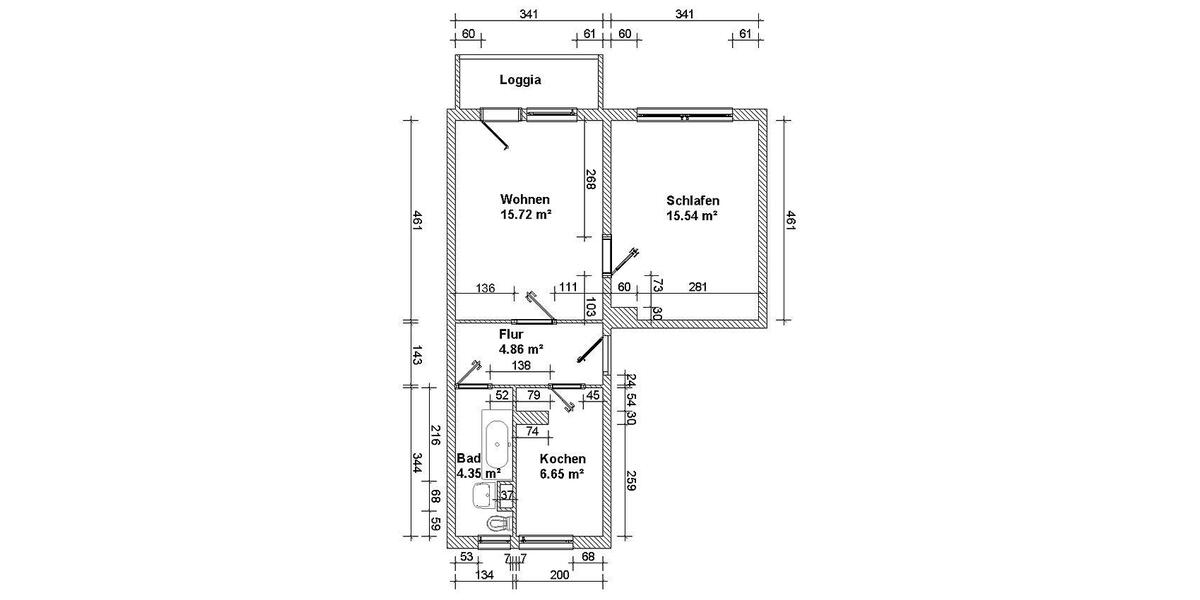 Etagenwohnung Lichtentanne - 2 Zimmer, 49 m&sup2;, 275&euro; | Angebot:25375174