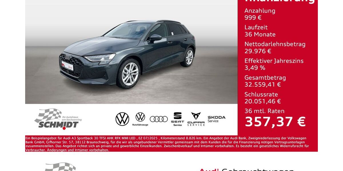 Audi A3 8.826 km 30.975 &euro; Bernsdorf 09337