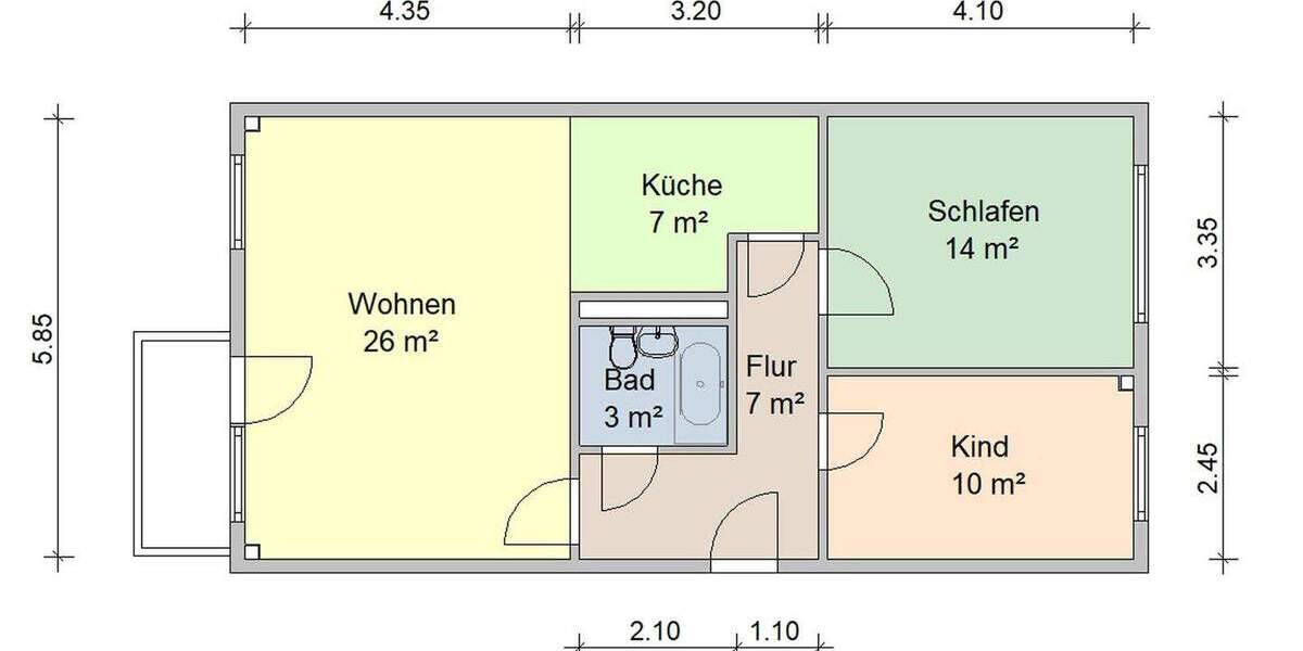 Etagenwohnung Zwickau Eckersbach - 3 Zimmer, 69 m&sup2;, 414&euro; | Angebot:25676702
