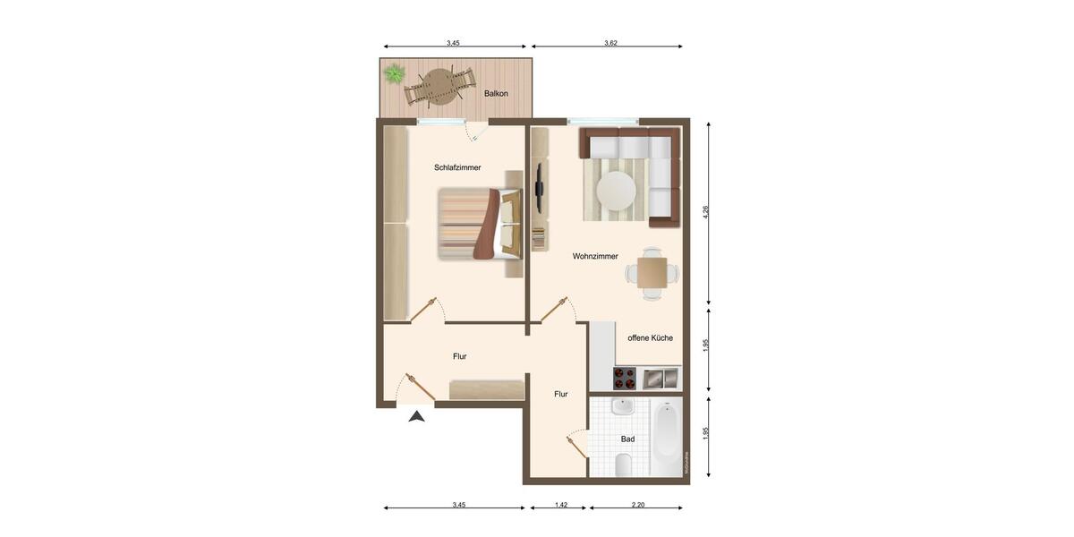 Etagenwohnung Aue-Bad Schlema Bad Schlema - 2 Zimmer, 54 m&sup2;, 321&euro; | Angebot:23697421