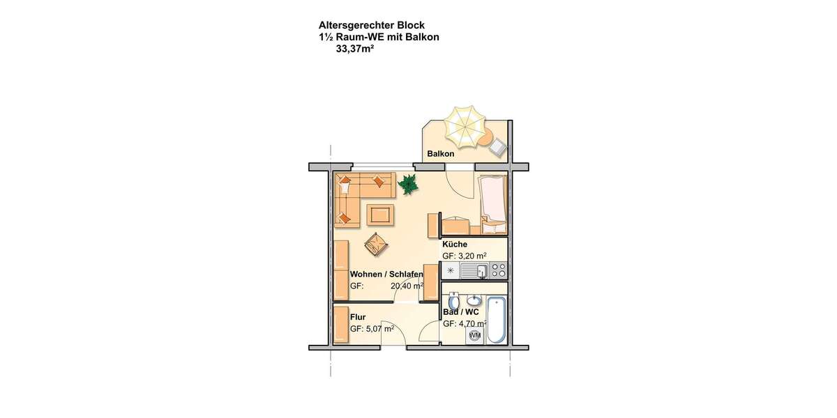 Etagenwohnung Werdau Werdau, Stadt - 1.5 Zimmer, 33 m&sup2;, 167&euro; | Angebot:1903874