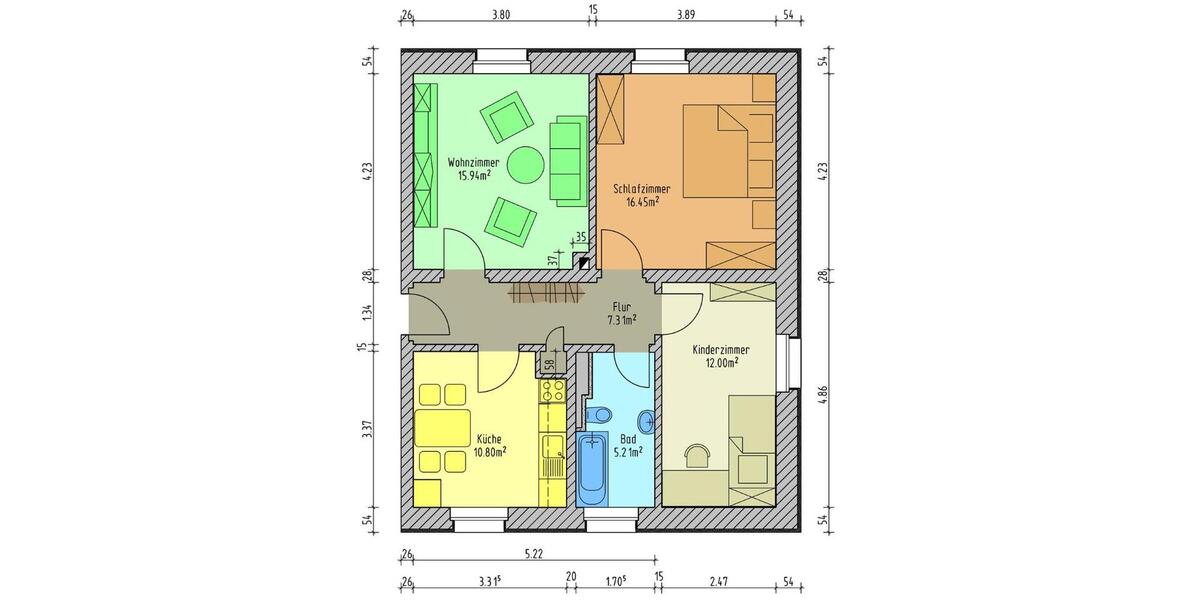 Etagenwohnung Mülsen - 3 Zimmer, 68 m&sup2;, 425&euro; | Angebot:22551808