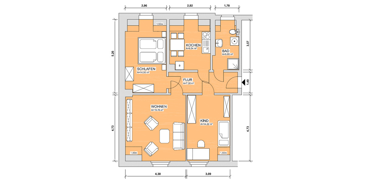 Dachgeschoßwohnung Werdau - 3 Zimmer, 71 m&sup2;, 392&euro; | Angebot:25963483
