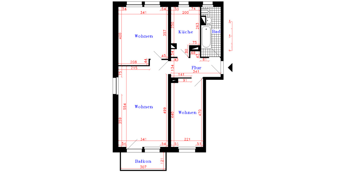 Etagenwohnung Penig - 3 Zimmer, 58 m&sup2;, 394&euro; | Angebot:24150293