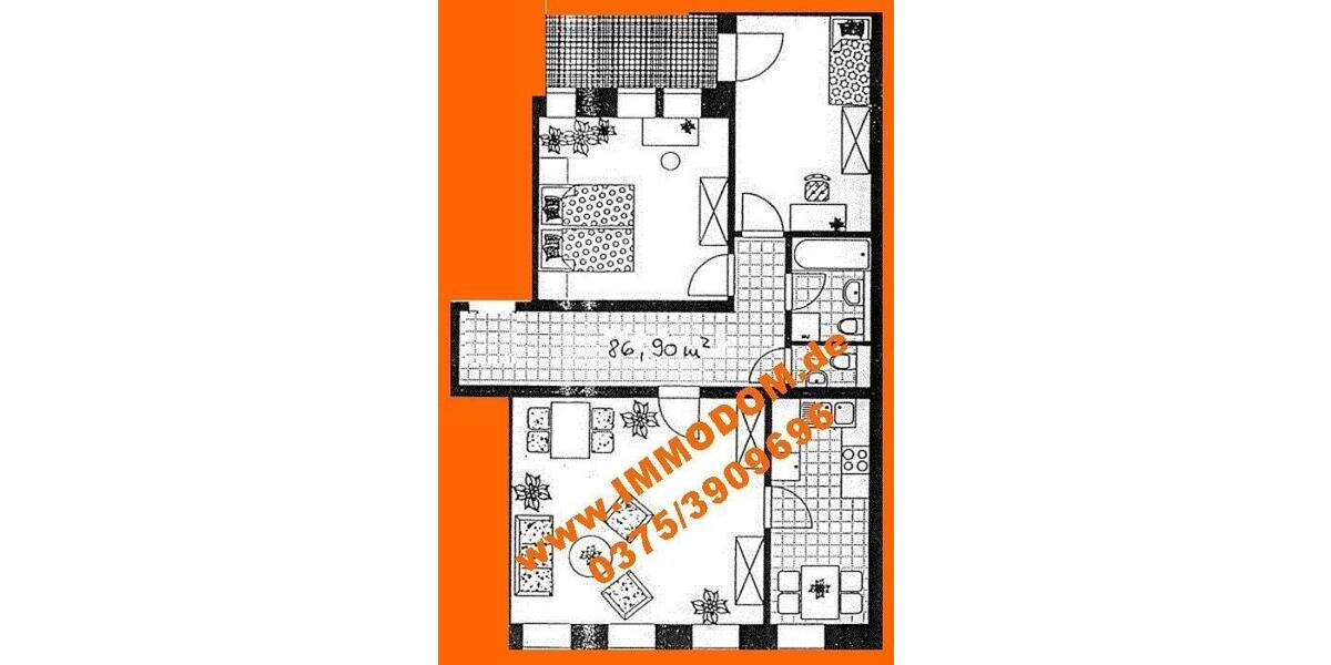 Etagenwohnung Zwickau - 3 Zimmer, 87 m&sup2;, 520&euro; | Angebot:19797220