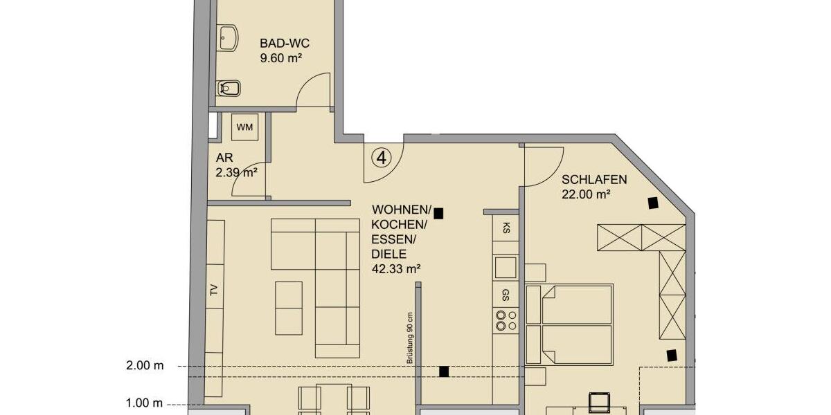 Dachgeschoßwohnung Zwickau - 2 Zimmer, 77 m&sup2;, 540&euro; | Angebot:24474774