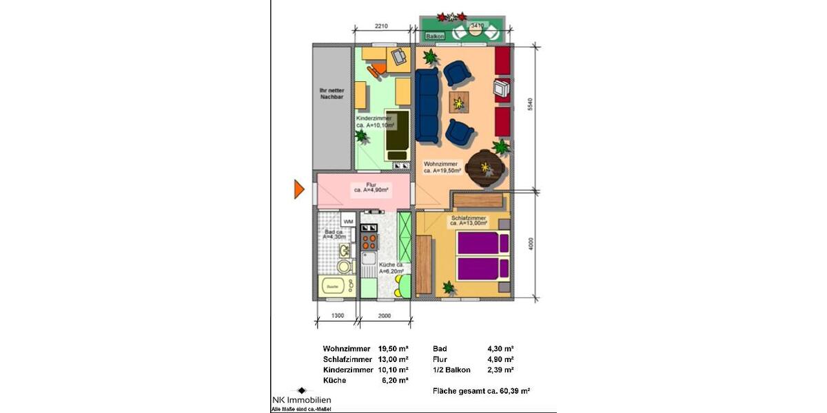 Etagenwohnung Limbach-Oberfrohna Oberfrohna - 3 Zimmer, 60 m&sup2;, 411&euro; | Angebot:25945645