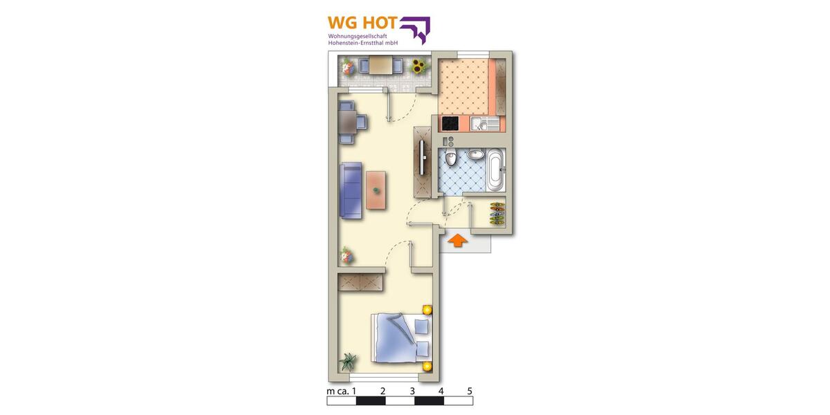 Etagenwohnung Hohenstein-Ernstthal Ernstthal - 2 Zimmer, 46 m&sup2;, 311&euro; | Angebot:20145474