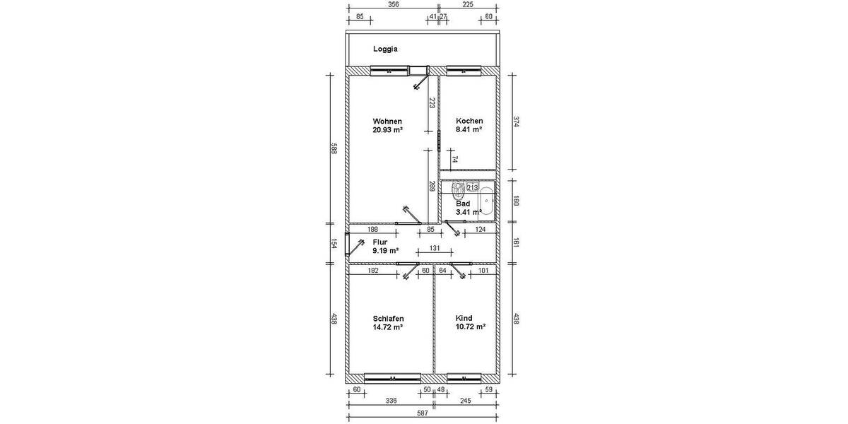 Etagenwohnung Kirchberg - 3 Zimmer, 68 m&sup2;, 413&euro; | Angebot:25803199