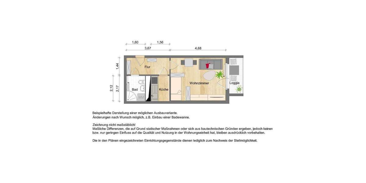 Etagenwohnung Zwickau Neuplanitz - 1 Zimmer, 31 m&sup2;, 208&euro; | Angebot:25939812