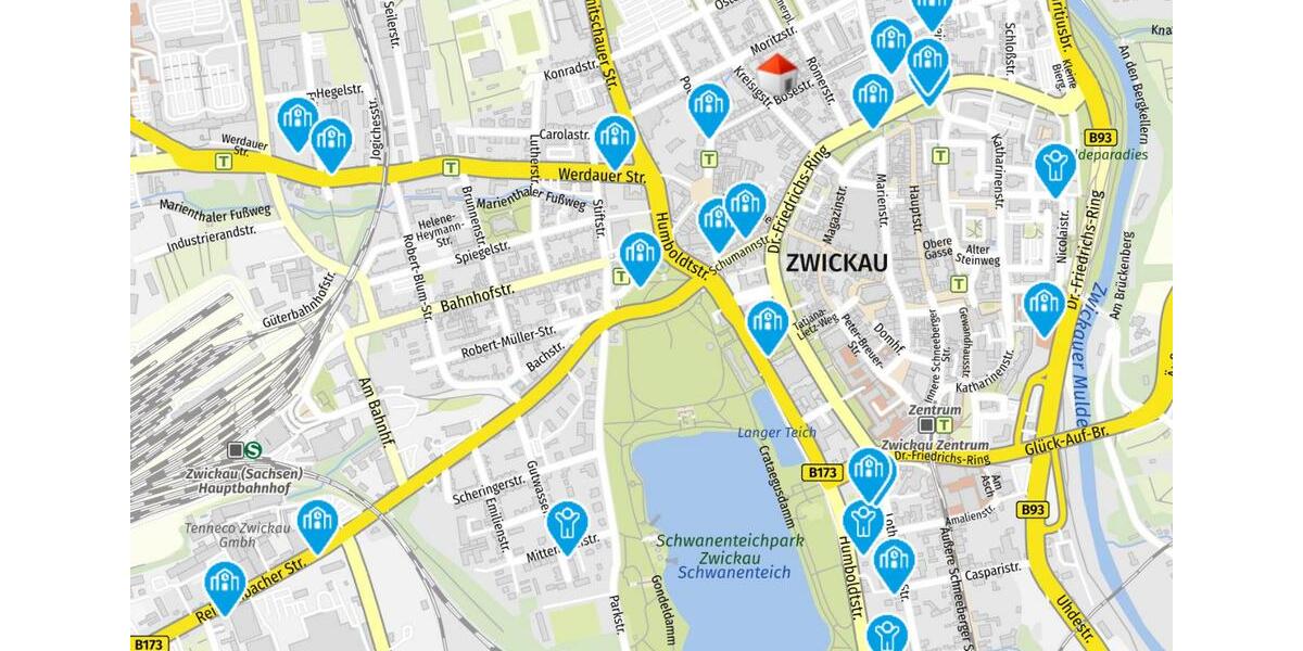 Dachgeschoßwohnung Zwickau - 3 Zimmer, 80 m&sup2;, 480&euro; | Angebot:25254999