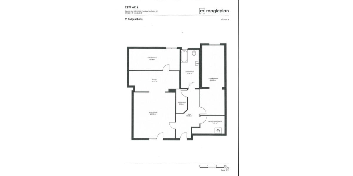 Erdgeschoßwohnung Zwickau Auerbach - 3 Zimmer, 117 m&sup2;, 760&euro; | Angebot:24252555