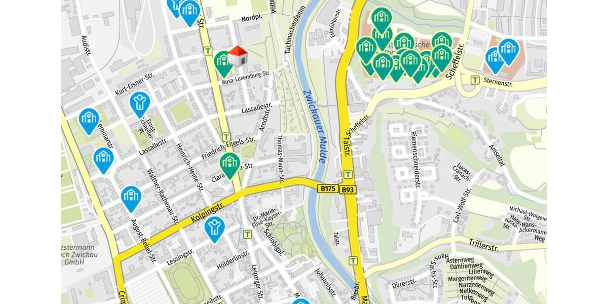 Dachgeschoßwohnung Zwickau Zwickau-Nord - 2 Zimmer, 60 m&sup2;, 300&euro; | Angebot:25713828