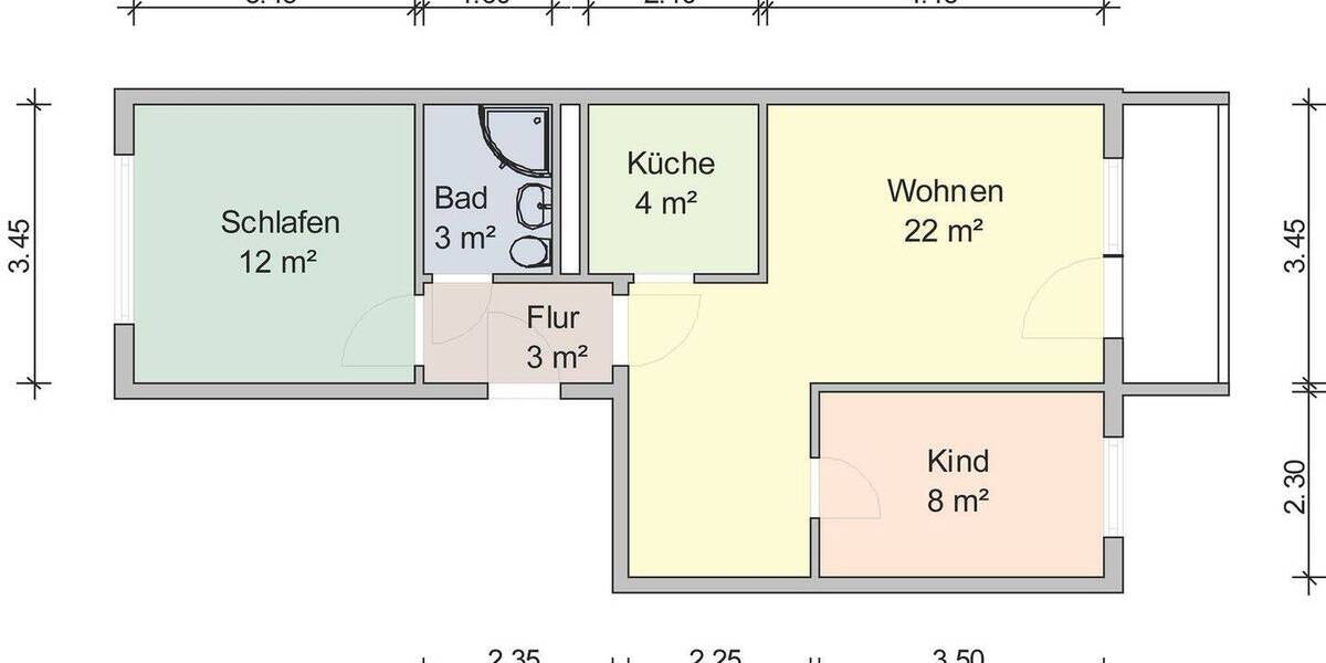 Etagenwohnung Zwickau Eckersbach - 3 Zimmer, 55 m&sup2;, 383&euro; | Angebot:25676783