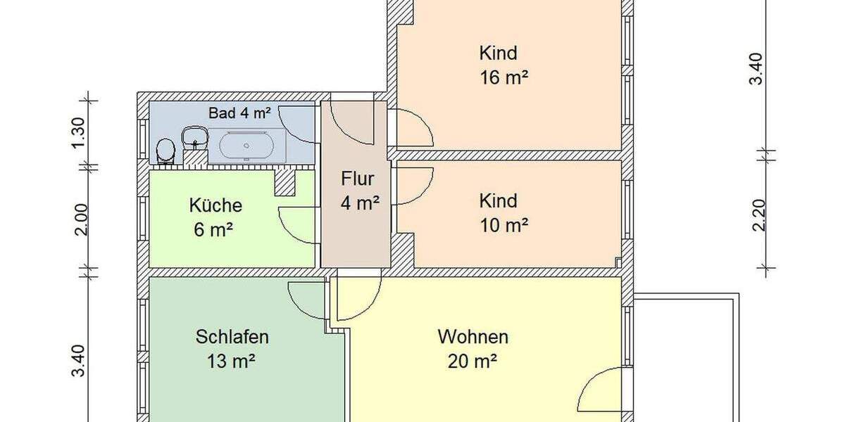 Etagenwohnung Zwickau Eckersbach - 4 Zimmer, 75 m&sup2;, 563&euro; | Angebot:25845859