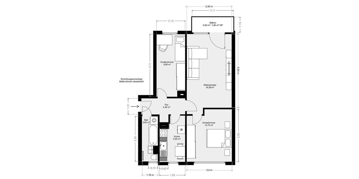 Etagenwohnung Wilkau-Haßlau Haßlau - 3 Zimmer, 59 m&sup2;, 370&euro; | Angebot:22926847