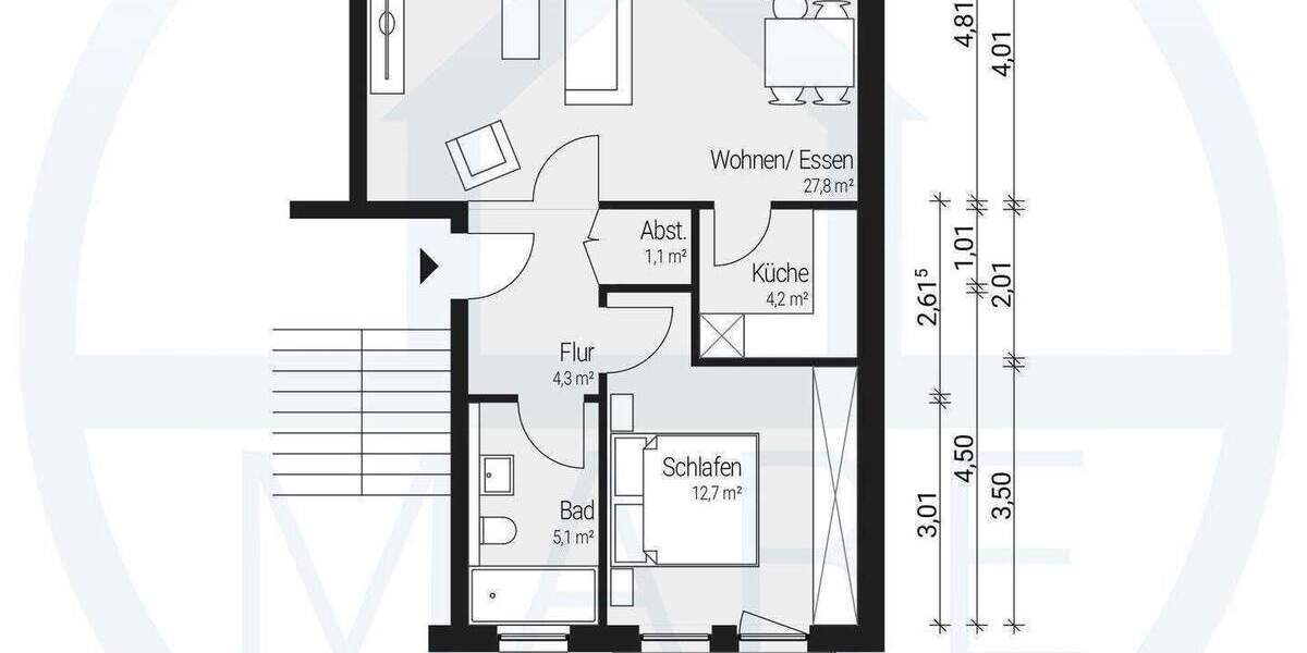 Etagenwohnung Zwickau Marienthal - 2 Zimmer, 60 m&sup2;, 403&euro; | Angebot:25815140